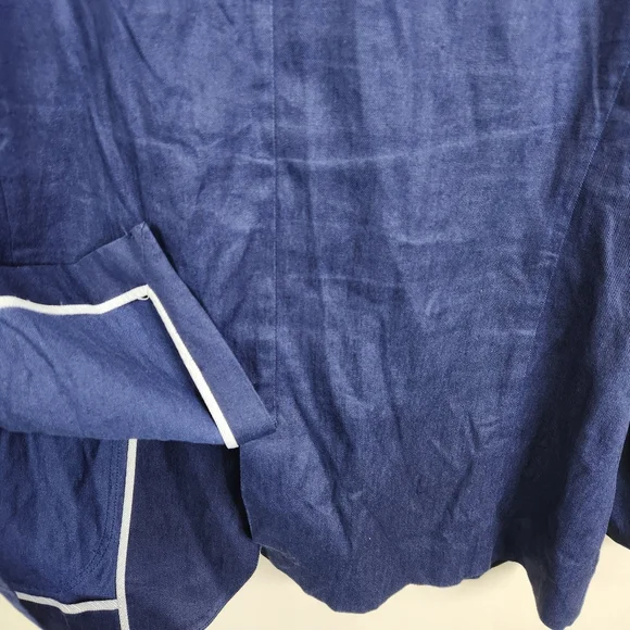 Vince Mens Linen Cotton Blend Navy Blue Double Button Single Vent Blazer XXL - Picture 8 of 9